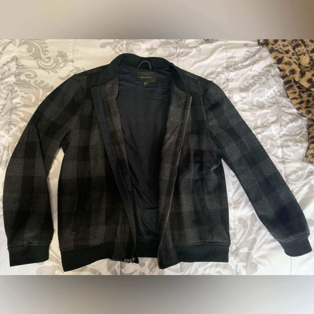 Banana Republic Black and Gray Plaid Jacket - Picture 2 of 6